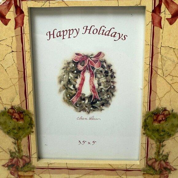 CHERI BLUM Holiday Photo Frame 3.5x5 Christmas Topiary Wreath Picture Frame - Picture 2 of 11